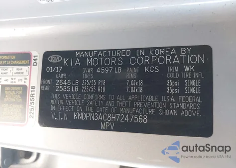 2017 Kia Sportage Ex from USA, damaged, VIN KNDPN3AC8H7247568